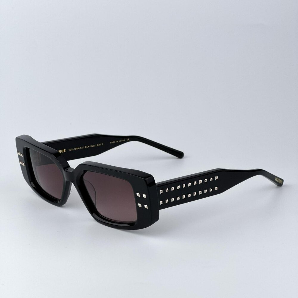 Valentino Men BRAND NEW Sunglasses Black Gold Rose Square V - CINQUE VLS-108A-53